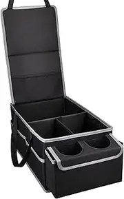 Trunk Organizer For Car,Folding Car Seat Storage Box - With Multiple Compartments Cup Holder Tool For Cargo Truck Interior Road Trip