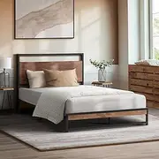 [OIKITURE] King Single Bed Frame with MDF Board and Metal Tube Bed Base Home Bedroom Furniture