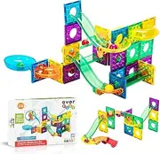 Everplay 100 Piece Marble Run Magnetic Building Toys Magnet Tile Construction Blocks STEM Learning Educational Toy Playset Toddlers Preschool Boys Girls Kids Children Unlimited Creations Age 3+ and Up