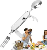 Camping Cutlery Set, Portable Stainless Steel Folding Knife, Fork and Spoon, Multifunctional Camping Tableware Set for Outdoor Camping Picnic OfficeSchool Lunch