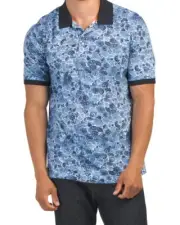 Robert Graham Mens S Blue Amaro Tonal Floral Print Polo Shirt $128 NWT