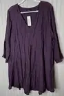 Evans Womens TOP 26 28 Boho Coastal Rich Purple Breathable V-Neck Tunic NEW