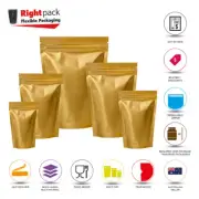 GOLD MATT STAND UP POUCHES COFFEE MYLAR FOIL BAG HEAT SEAL FOOD GRADE ZIP LOCK