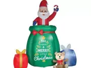 10 Ft Tall Animated Pop Up Santa Airblown Christmas Presents Bag Candy Cane Yard