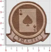 4" USMC MARINE CORPS VMA-231 ACE OF SPADES SQUAD TAN MILITARY EMBROIDERED PATCH