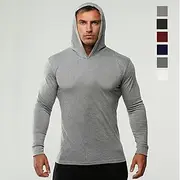Men's Workout Shirt Running Shirt Long Sleeve Top Spring Hooded Spandex Breathable Quick Dry Soft Gym Workout Running Sportswear Activewear Solid Colored Black