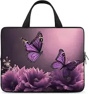 Laptop Case Sleeve Shockproof Computer Carrying Bag 3D Flowers And Purple Butterfly Notebook Case Cover Laptop Bag Water Resistant Computer Cases Tablet Briefcase for Travel Business 13 Inch, 3d