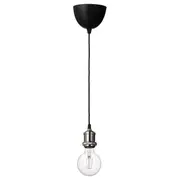 JÄLLBY / LUNNOM pendant lamp with light bulb, nickel-plated/globe clear