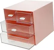 TEHAUX Transparent Plastic Desktop Storage Box Filing Organizer Shelves Dresser Boxes Office Desk Drawer Organizer Cubicle File Organizer Compartment Mail Organizer Unit Bookends Abs Pink