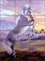 Tile Mural Backsplash Ceramic Senkarik Horse Equine Sunrise Art MSA035