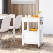 CostwayKitchen Island Cart with 4 Flexible Universal Wheels White