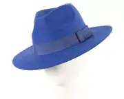 Blue unisex felt wide brim fedora hat. 100 % Aussie family business