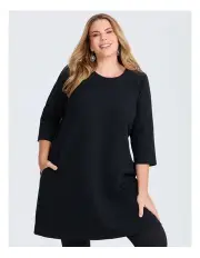 [Taking Shape] French Rib Pull On Dress in Black