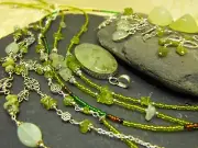 FAIRY beaded PREHNITE PERIDOT vesuvianite gemstone necklace bracelet earrings