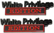 2x Metal White Privilege Edition CAR Emblems Badge Sticker Decal (Black Red)