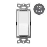Claro On/Off Switch, 15 Amp/3 Way, White (CA-3PS-WH-12) (12-Pack)