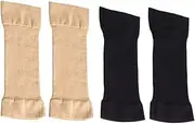 LALAFINA Arm Compression Sleeves 2 Pack Elastic Arm Sleeves for Slimming Yoga Elbow Pads Lightweight