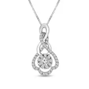 0.5 CT. T.W. Natural Diamond Frame Scallop-Shaped Twist Pendant in 10K White Gold
