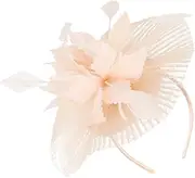 [Ipetboom] Hats for Women Feathered Netting Bridal Race Day Headwear Bud Color Elegant Wedding Party Tea Hat Pink