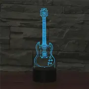Five-string Guitar Shape 3D Colorful LED Vision Light Table Lamp, 16 Colors Remote Control Version