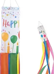 Madrona Brands Happy Birthday Windsock 60 Inch Durable Outdoor Hanging Decor