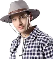 [TOP-EX] Cotton Safari Fedora UPF 50+ Unisex Hat with Wide Brim, UV Protection for Outdoor Adventures, Perfect for Fishing, Hiking, Summer Hat with Adjustable Chin Strap for Travel