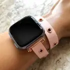 Pink with Grommets Double Wrap Leather Band Strap for Fitbit Versa 3 4 & Sense 2