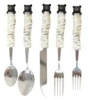 BEARS & BIRCH FLATWARE SET Forks, Knife, & Spoons Silverware Set, by Slifka
