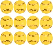 uxcell 9 Inch Foam Baseball 12 Pack Soft Practice Baseballs Bulk Standard Size Adult Leather Training Baseball Unmarked Baseballs for Pitching Yellow
