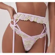For Love & Lemons Berry Lavender Lace Garter Belt XSmall New Womens Lingerie