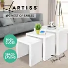 Artiss Coffee Table Bedside Tables Modern High Gloss Wooden Furniture White