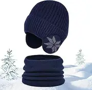 Winter Scarf for Kids | Warm Beanie and Fleece Scarf Set | Elastic Thickening Outdoor Sports Hat for Travel, Hiking, Walking The Dog, Running Amith