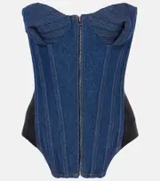 [Jean Paul Gaultier] Jean Paul Gaultier Paneled denim corset AU 14 blue