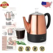 Compact Electric Coffee Percolator with Cool Touch Handle - Brews 4 Rich Cups