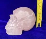 Rose Quartz Cranium Skull Handmade Inlay Precious Sculpture Home Decor Arts