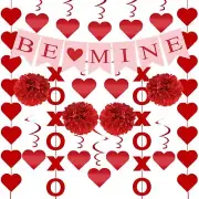 21Pcs Valentines Day Decorations Set Pre-Assembled Hanging Heart Swirls BE Mi...