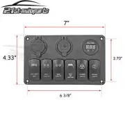 LED Light Bar 6 Gang Rocker Switch Panel Dual USB for Car Boat Marine RV Truck