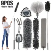 9 Pcs Microfiber Feather Duster Bendable Duster with Extendable leJtc