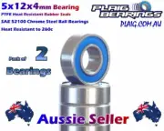 5x12x4mm RC Bearings (2) PTFE Rubber Seal XRAY XRA940512 MR125-2RS