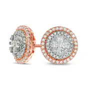 0.5 CT. T.W. Composite Diamond Double Frame Stud Earrings in 10K Two-Tone Gold