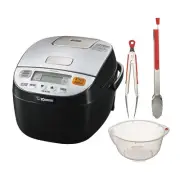 Zojirushi Micom Rice Cooker and Warmer 3-Cup Silver Black Bundle