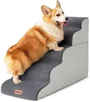 Dog Stairs for High Beds 22.8" H - Pet Stairs for Couch, 35D Foam Dog Steps Ramp for Small to Large Dogs with Non-Slip Bottom Grey, 5 Steps