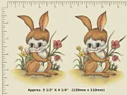 2 x Ceramic decals Decoupage EASTER BUNNY, RABBIT. Approx. 5 1/2" x 4 1/4"" J40