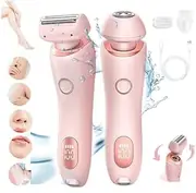 Silkglide Pro - 2024 Best Silk Glide Razor, 2 in 1 Electric Shaver Razors for Women, Silk Glide Epilator Painless Hair Removal at Home, Wet & Dry (Pink)