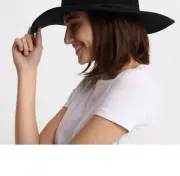Brixton Womens Fedora Hat Wool Felt Wide Brim Black Boho Western Festival NWT