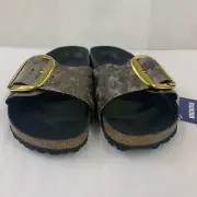 Birkenstock New w/ Box Madrid Big Buckle Rivet Logo Taupe Velvet Exquisite Reg
