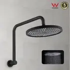 Decaura 10" Round Black ABS Rain Shower Head and Brass Gooseneck Shower Arm Set