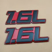 2x Metal Black & Red 1.6L Car Emblem Side Wing Fender Sport Badge Sticker Decal (for: BMW)