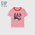 GAP 男幼童裝 LOGO純棉印花圓領短袖T恤-紅白條紋(465390)