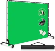 MSKIRA 7x10ft Green Screen Backdrop with Movable Photo Backdrop Stand Kit, Greenscreen Background with Stand for Streaming, Studio Video, Zoom Meetings & Parties